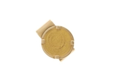 A Mexican 20 Pesos gold coin 14K gold money clip