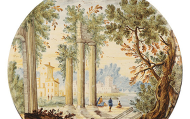 PLAQUE CIRCULAIRE EN FAÏENCE, CASTELLI, XVIIIeSIÈCLE à décor...