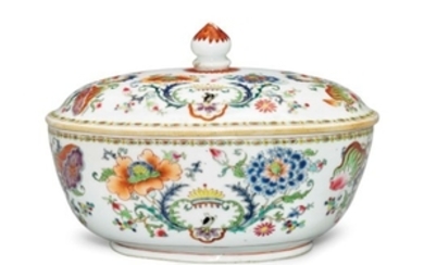 A 'POMPADOUR' OVAL TUREEN AND COVER, QIANLONG PERIOD, CIRCA 1745