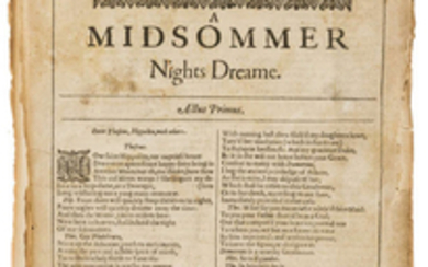Shakespeare (William) A Midsommer Nights Dreame, from the second folio, 1632.