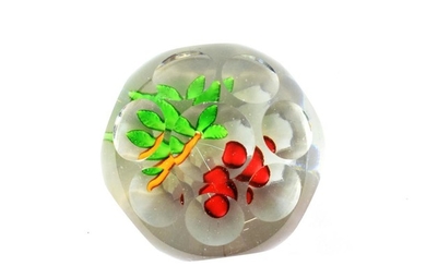 A St Louis Faceted Cherries Paperweight, circa 1850, set with...