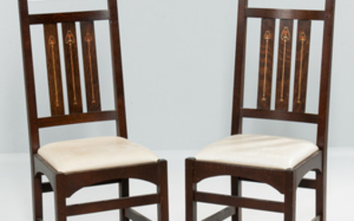 Two Stickley Inlaid Dining Chairs