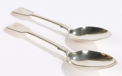 Pair of Victorian silver tablespoons, London 1848