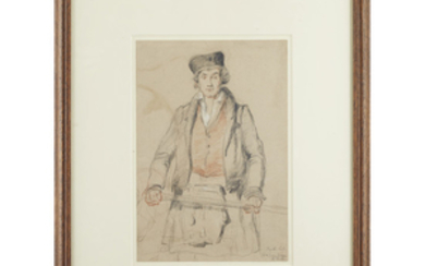 WILLIAM SIMPSON (1823-1899) 'HIGHLANDER' pencil and crayon on paper,...