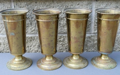 4 Older Brass Church Flower Vases - 10" (CF#22) +