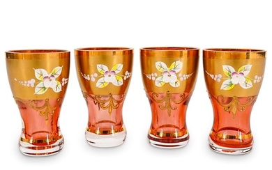 (4 Pc) Venetian Murano Art Glass Cordial Cups Set