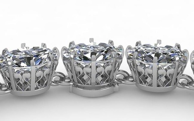 40 ctw Princess SI Certified Diamond Necklace 14k White Gold