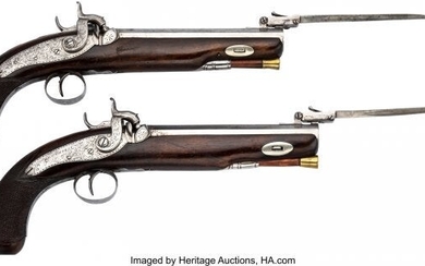 40034: Pair of British Percussion Pistols with Folding