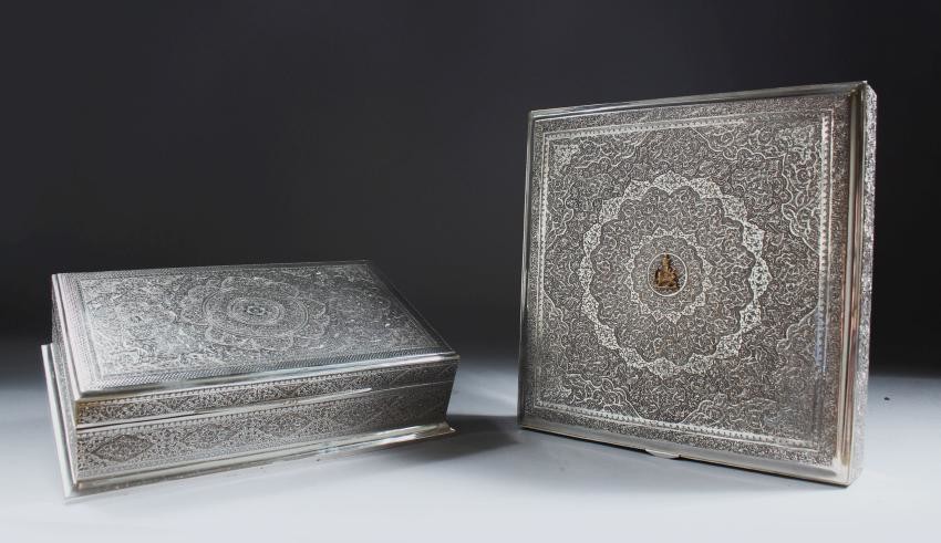 TWO VERY IMPORTANT SILVER PERSIAN PALESTINIAN BOXES