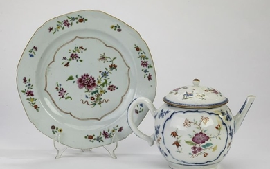 (2 pcs) 18th c. Chinese famille rose export porcelain