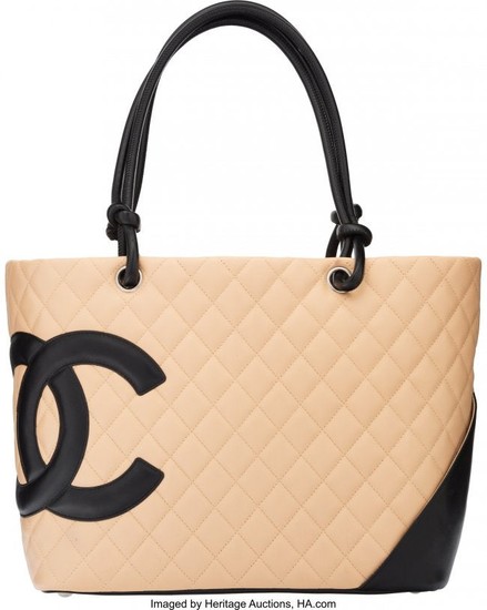 58034: Chanel Beige Quilted Lambskin Leather Ligne Camb
