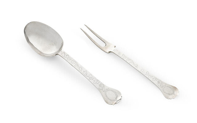 A late 17th century silver trefid spoon and fork