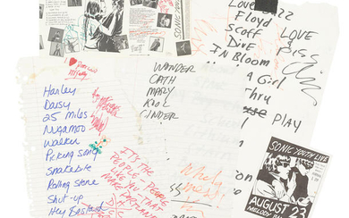 A Nirvana Set List Handwritten by Kurt Cobain, a Sonic Youth Set List Handwritten by Kim Gordon, and a STP Handwritten Set List Signed by the Members of the Band