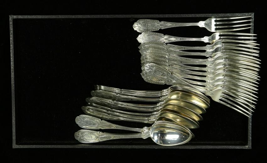 William Gale & Son 24 pc sterling flatware service with