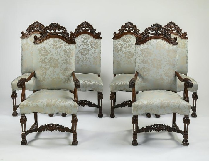 (6) Baroque style upholstered dining chairs