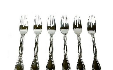 6 Puiforcat Sterling Silver Salad Forks in Royal