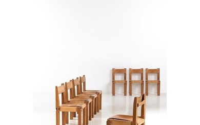 Pierre Chapo (1927-1987) Model S11 Set of eight chairs