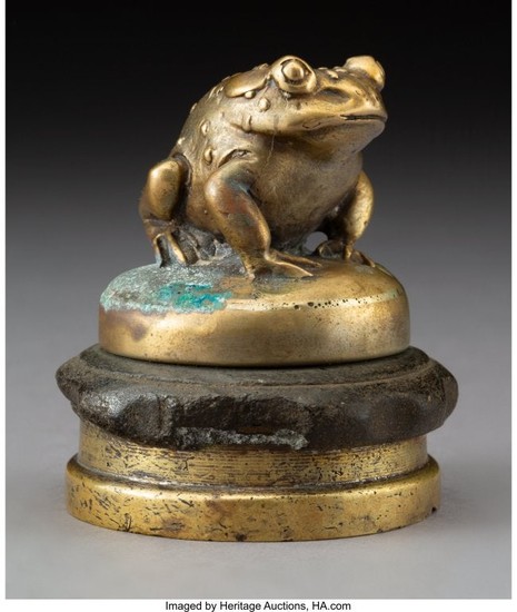 79334: French Gilt Bronze Frog-Form Hood Ornament, circ
