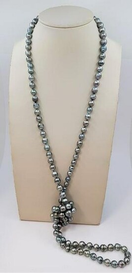 8x10 Shimmering Peacock grey Tahitian pearls - Necklace