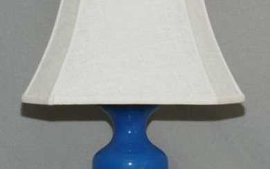 BLUE OPALINE LAMP, H 30.5", DIA 19"