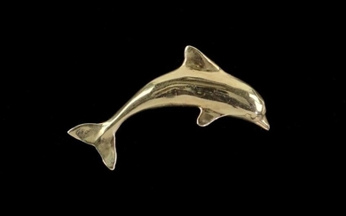 A 14 Karat Yellow Gold Dolphin Form Slide / Pendant.