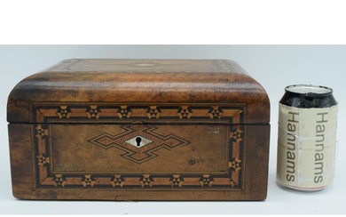 A 19th Century inlaid wooden sewing box with central mother ...