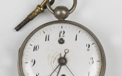 A 19th century keywind open-faced pocket alarm watch with Continental fusee movement sounding on a b