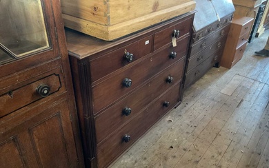 A 19th century mahogany chest of two short over three...