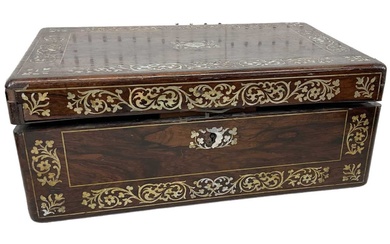 A 19th century rosewood and mother of pearl inlaid writing...