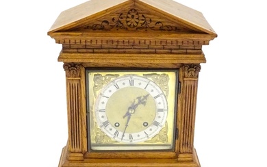 A 19thC German oak cased mantle clock by Winterhalder & Hofm...