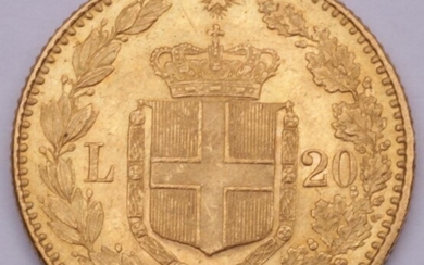 A 22 Carat Gold 1882 Italian 20 Lire Coin (approx wt. 6.45g)