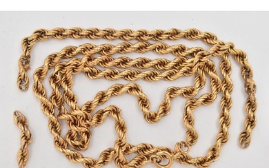 A 9CT GOLD ROPE TWIST CHAIN NECKLACE, AF requires attention,...