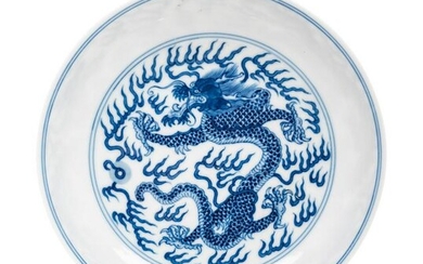 A Blue and White Porcelain 'Dragon' Plate