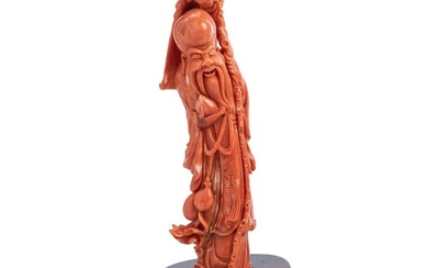 ˜A CHINESE CORAL FIGURE OF SHOU LAO