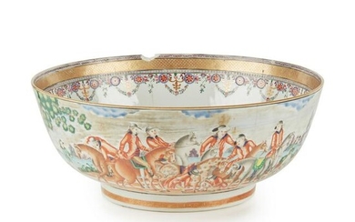 A CHINESE EXPORT EUROPEAN SUBJECT PORCELAIN PUNCH BOWL