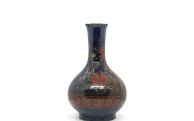 A CHINESE POWDER-BLUE GLAZED BALUSTER VASE LATE QING DYANSTY...