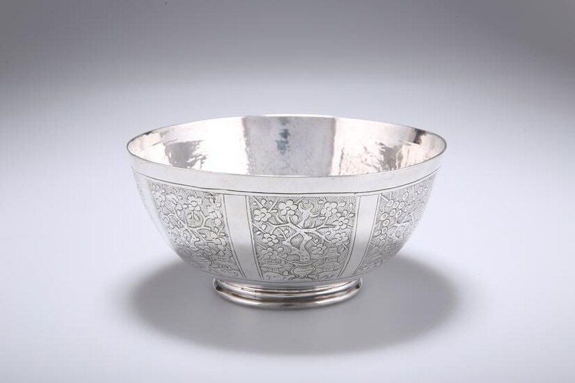 A CHINESE SILVER BOWL, probably 18th Century, circular