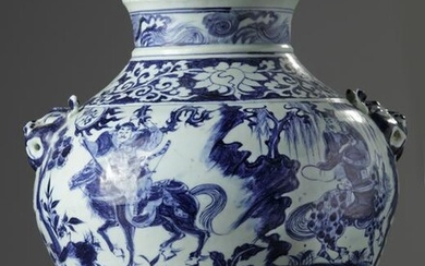 A CHINESE YUAN-STYLE BLUE AND WHITE VASE
