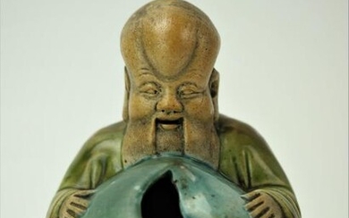 A Chinese Ceramic Elder Man Figural Art Incense Cone