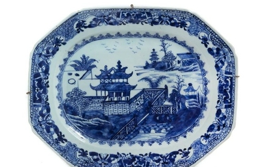 A Chinese Export Canton Blue and White Porcelain Soup