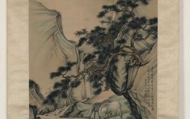 A Chinese Ink Painting Hanging Scroll By Pu Jin