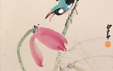 A Chinese Painting Flower and Bird on Paper