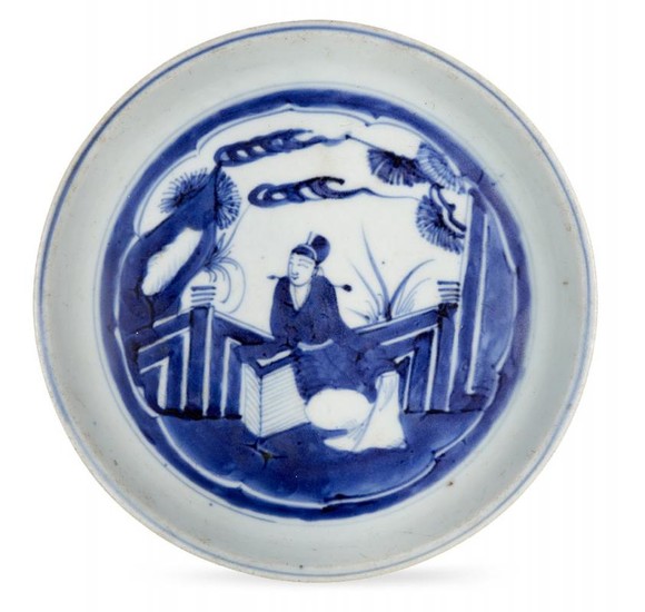 A Chinese porcelain dish, 17th century, with...