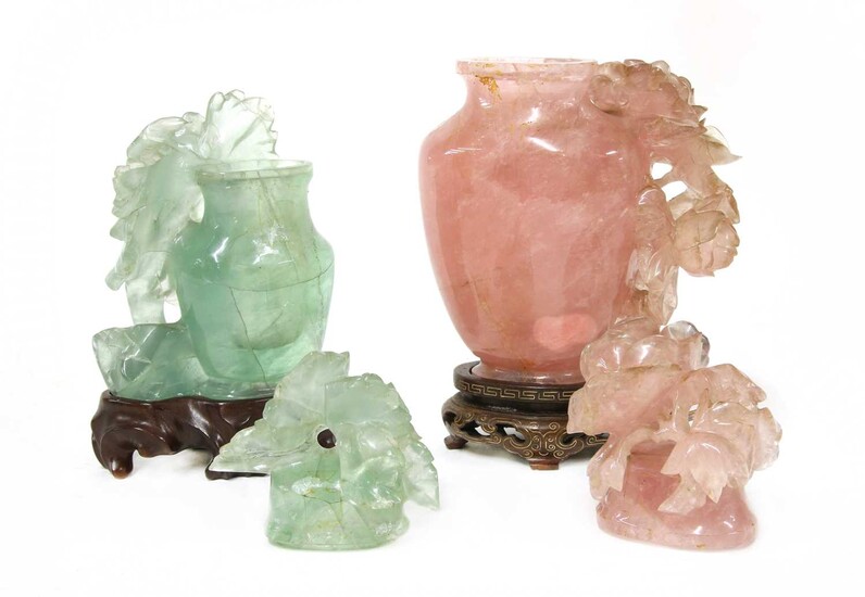 A Chinese rose quartz vase and cover