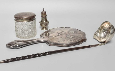 A Collection of Assorted Silver, comprising a hand-mirror with mother-of-pearl...