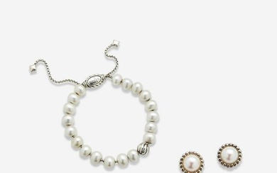A Collection of Designer Sterling Silver Earrings and Bracelet Lagos, David Yurman