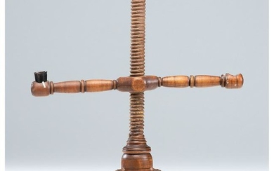 A Double Socket Adjustable Cherry Candlestand