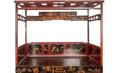 A Finely-engraved Bed, late Qing dynasty/Republic Period of China