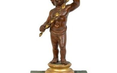 A French Carved Wood Putti Wall Mount Height 17 x width