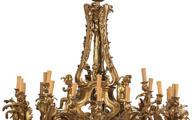 A French Neoclassical-Style Gilt Bronze Twenty-Four-Light Chandelier in the Manner of Jean-Jacques Caffieri